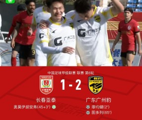 皇冠体育app下载-广州豹2-1客胜亚泰取三连胜，廖均健闪击，图多列破门